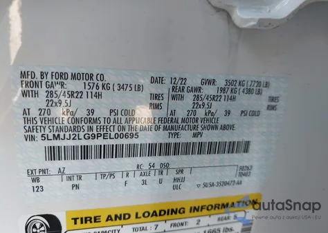 2023 Lincoln Navigator Reserve from USA, damaged, VIN 5LMJJ2LG9PEL00695